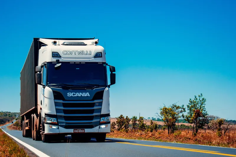 Fleet of modern delivery trucks